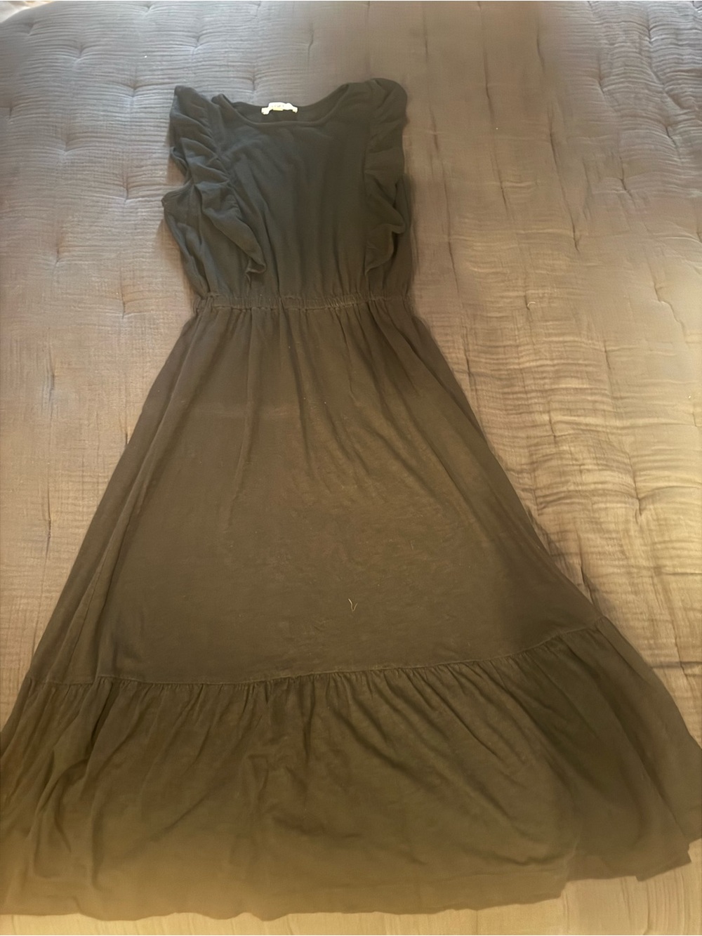 LOFT Black Ruffle-Sleeve Maxi Dress